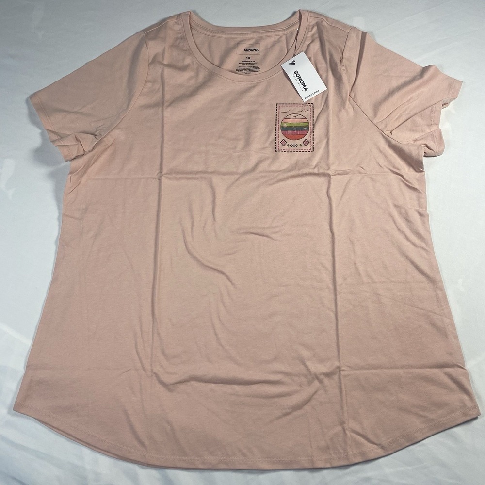 NWT SONOMA The Everyday Tee Peach Color Short Sleeve Women's Plus Size XL